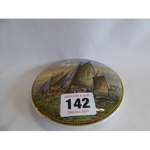 142 - Pratware pot lids - boating scene and Shakespeare's house etc (5)