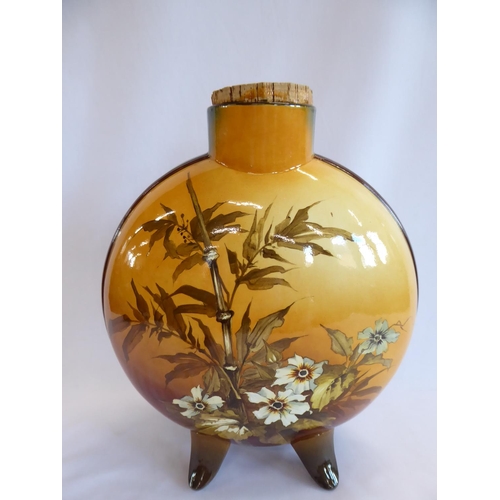 171 - Large Doulton Lambeth glazed moon flask with floral decoration (14