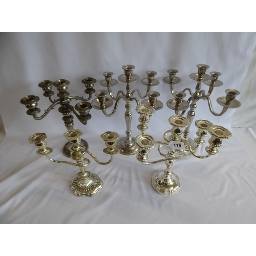179 - Silver plated, chrome plated candelabra (5)