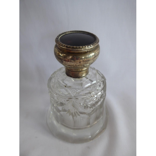 27 - Silver and tortoiseshell lidded cut glass perfume bottles - Birmingham 1917/18 (2)