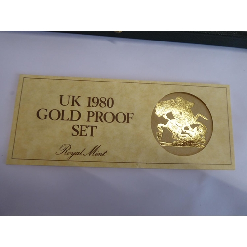 31 - 1980 gold proof set - five pound, two pound, sovereign and half sovereign