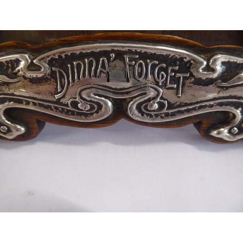 59 - Silver mounted oak photograph frame embossed with 'Dinna Forget' - Birmingham 1904