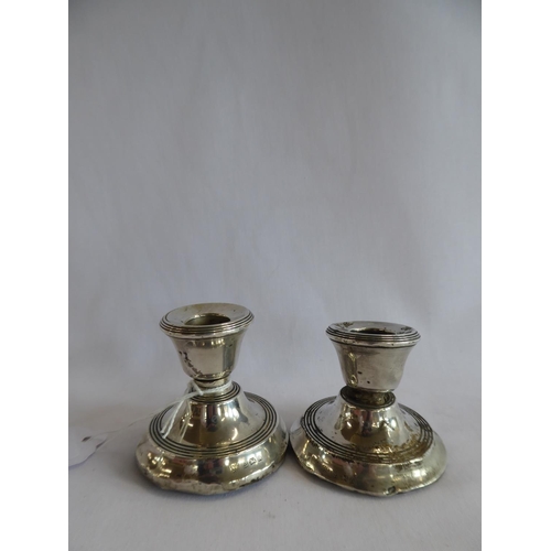 60 - Pair of silver candlesticks A/F and silver based cut glass vase - Birmingham 1964 (3)