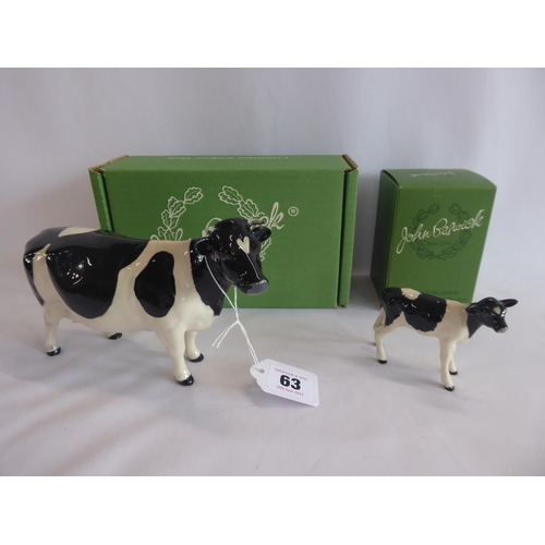 63 - Beswick Friesian cow and calf figures (2)