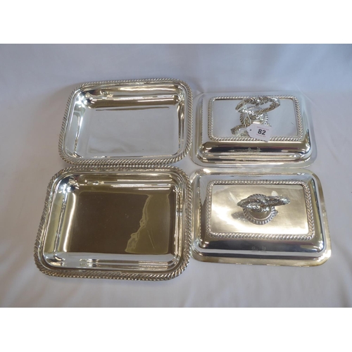 82 - Pair of silver plated tureens