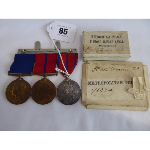 85 - Metropolitan police medals - Victorian jubilee 1897, King Edward VII coronation, George V 1911 award... 