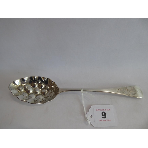 9 - Matched pair of silver berry spoons - London 1841 and Exeter 1835
