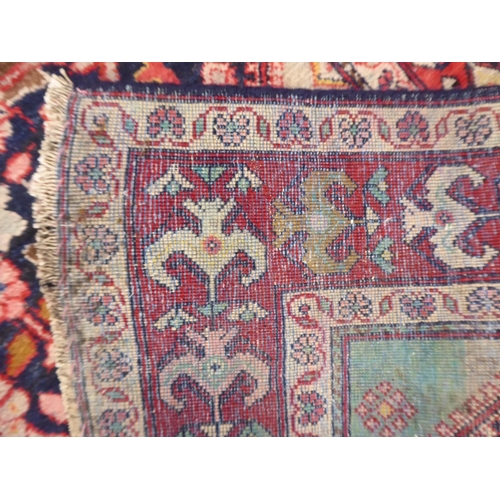 630 - Red and blue ground Iranian village floral pattern runner ( 124