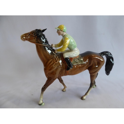 70 - Beswick racing horse and jockey figure (A/F)