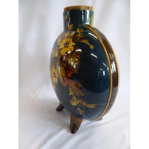 171 - Large Doulton Lambeth glazed moon flask with floral decoration (14