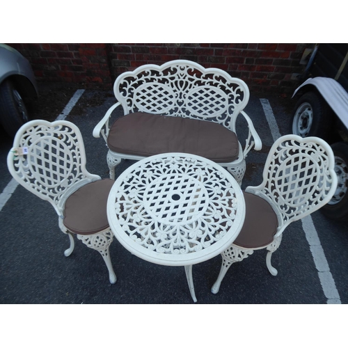 25 - Donard cast aluminium patio set - table, bench and 2 chairs