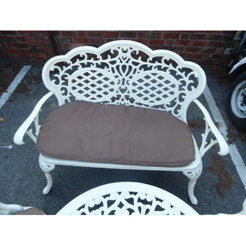 25 - Donard cast aluminium patio set - table, bench and 2 chairs