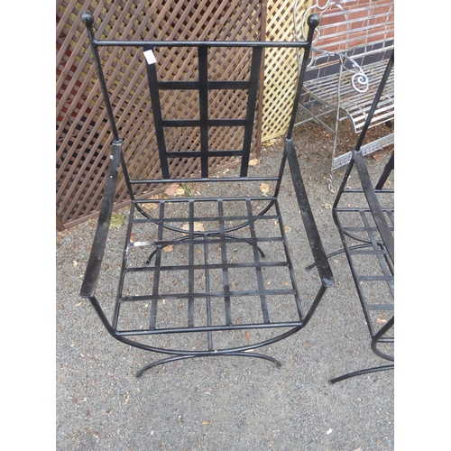 27 - Pair of Morris style wrought iron garden chairs