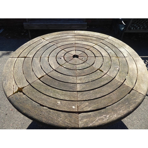 30 - Circular wooden garden table