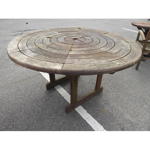 30 - Circular wooden garden table