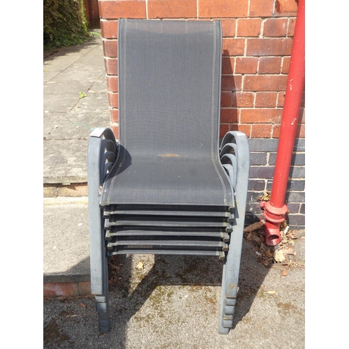 46 - Set of 6 metal mesh seated garden chairs