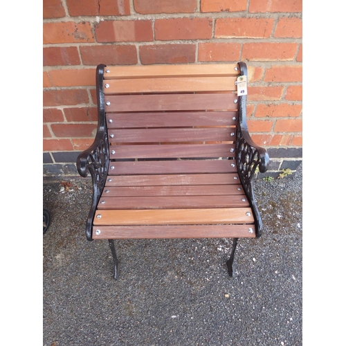 49 - Cast iron wooden slatted small garden seat