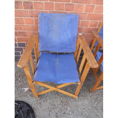 52 - Vintage striped deckchairs and vintage canvas directors chairs (4)