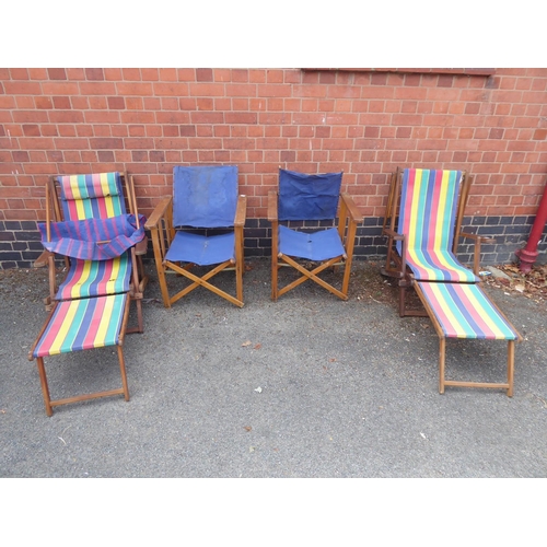 52 - Vintage striped deckchairs and vintage canvas directors chairs (4)