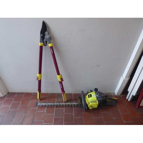 57 - Challenge petrol hedge trimmer and pair of loppers (2)