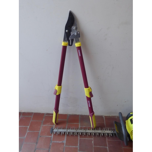 57 - Challenge petrol hedge trimmer and pair of loppers (2)