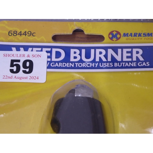 59 - Marksman gas weed burner and gas bottles