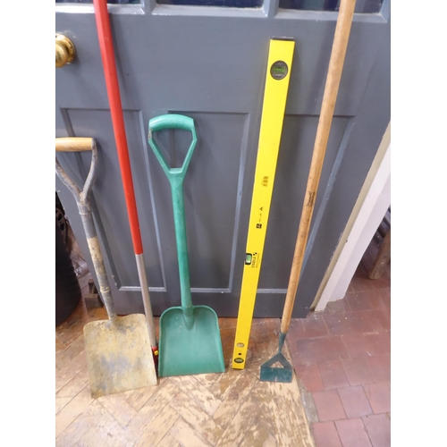 62 - Garden tools, folding sack barrow, weed sprayer, Dunlop wellies etc.