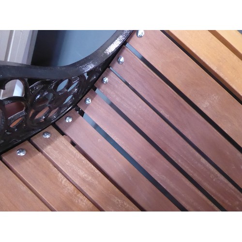 49 - Cast iron wooden slatted small garden seat