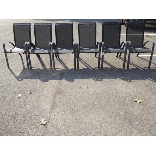 46 - Set of 6 metal mesh seated garden chairs