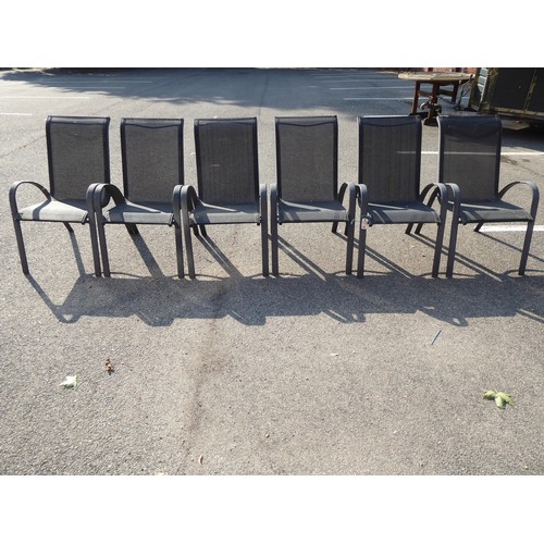 46 - Set of 6 metal mesh seated garden chairs