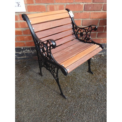 49 - Cast iron wooden slatted small garden seat