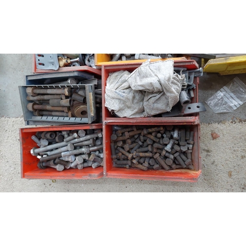 108 - Qty nuts, bolts, clamps etc