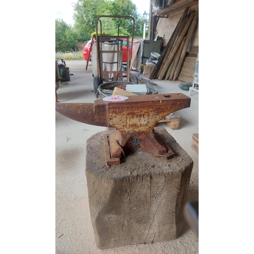 30 - 22inch 1 CWT Anvil on wooden block