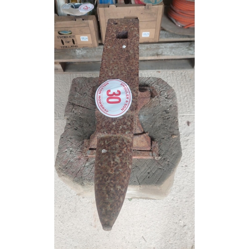 30 - 22inch 1 CWT Anvil on wooden block