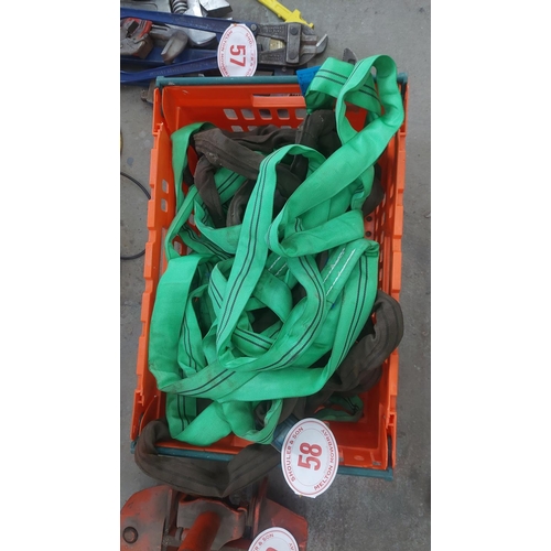 58 - 10 Lifting slings 1m - 2m lengths