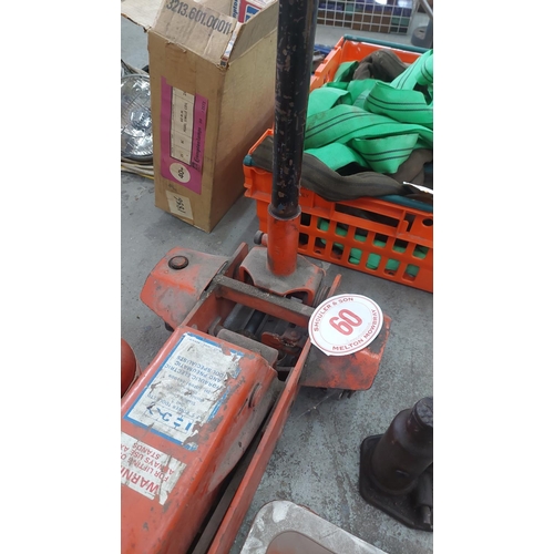 60 - HES 1 1/2 tonne trolley jack and bottle jack