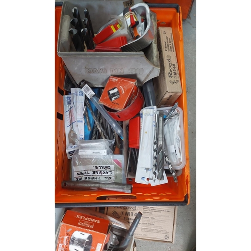 68 - Box of grease guns, Allen keys, HD drill bits