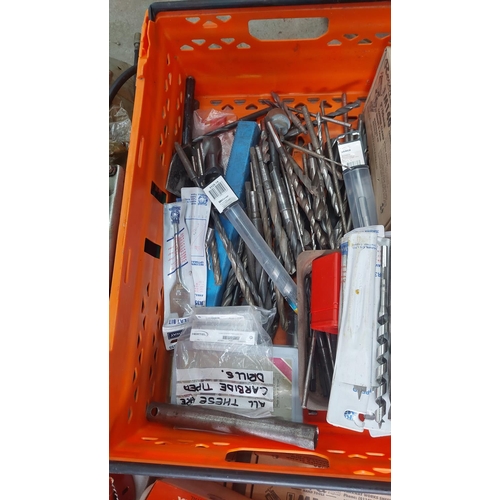 68 - Box of grease guns, Allen keys, HD drill bits