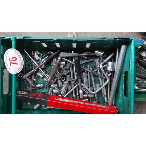 76 - Crate of imperial and metric sockets and torque wrench