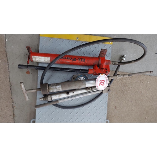 92 - Hi force hydraulic hand pump etc