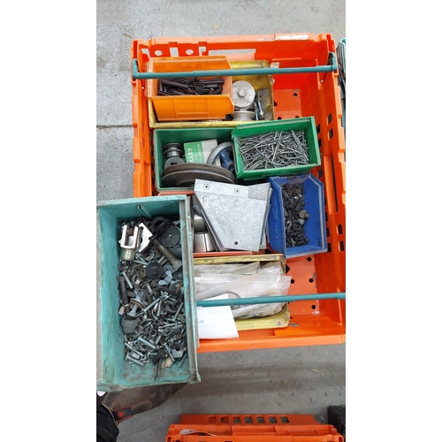 95 - 4 x Crates of nuts, bolts, split pins etc