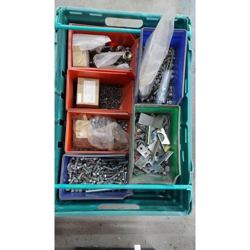 95 - 4 x Crates of nuts, bolts, split pins etc