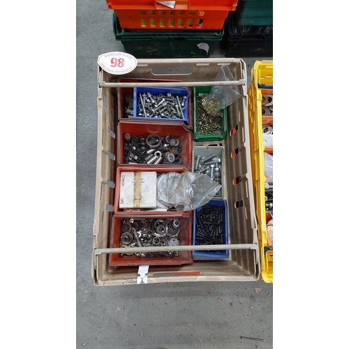 98 - 4 x Crates of nuts, bolts, washers etc