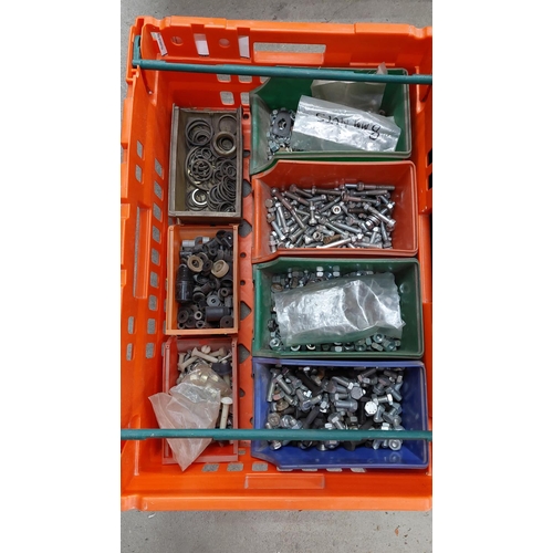 98 - 4 x Crates of nuts, bolts, washers etc