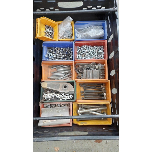 98 - 4 x Crates of nuts, bolts, washers etc