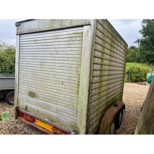 170 - Twin axle box trailer c/w roller shutter rear door, floor in good condition