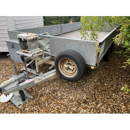 171 - Ifor Williams 14ft twin axle trailer c/w rear ramps & manual winch