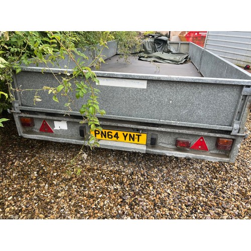 171 - Ifor Williams 14ft twin axle trailer c/w rear ramps & manual winch