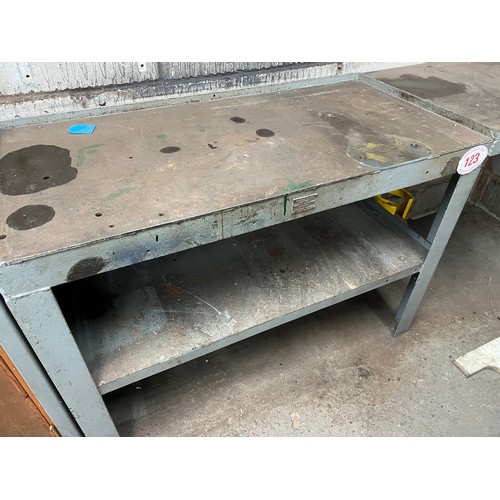 123 - Brixey Limited, Dorset metal work bench approx 4ft x 2ft x 3ft - c/w 3ft 6inch extension