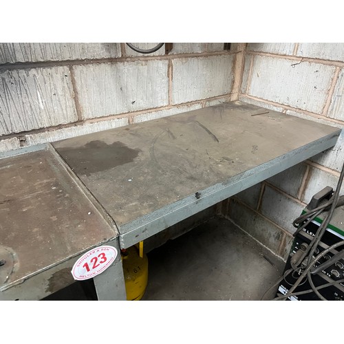 123 - Brixey Limited, Dorset metal work bench approx 4ft x 2ft x 3ft - c/w 3ft 6inch extension